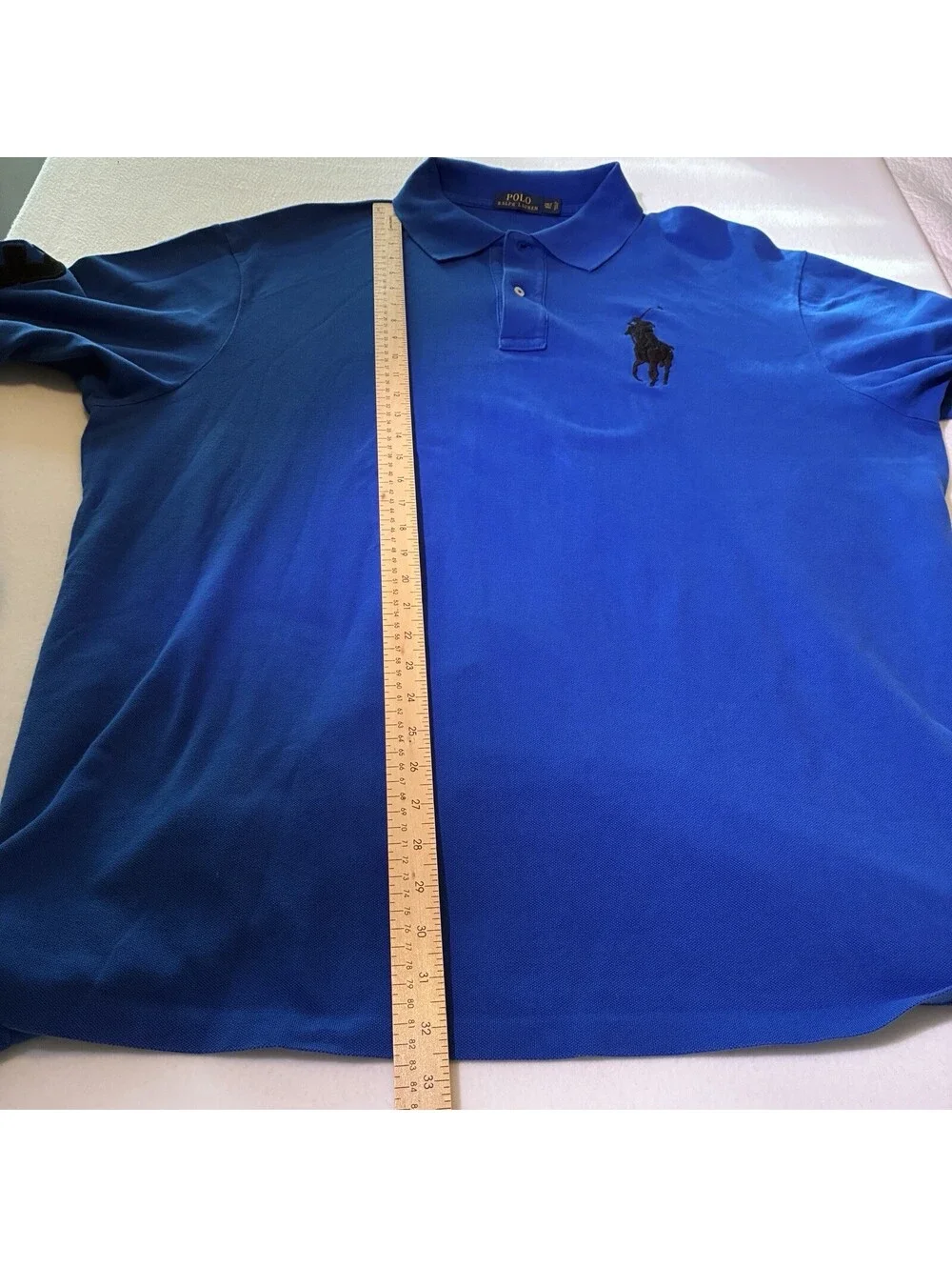 Polo Ralph Lauren Big Pony Men's Shirt Blue Short Sleeve 2XLT Tall Black Number